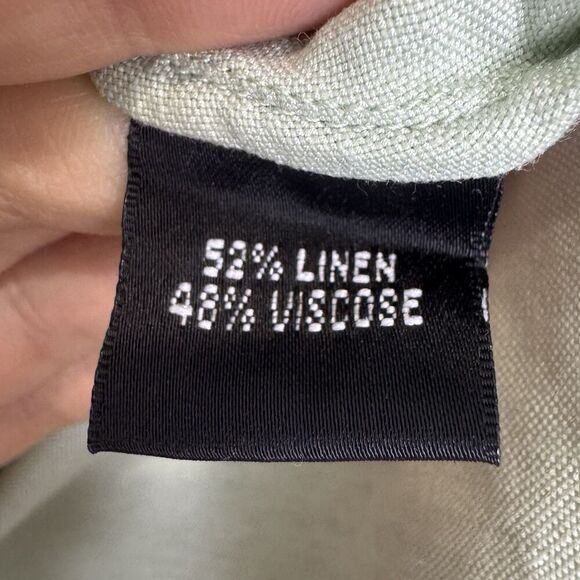 EllenTracy Linen Blend Utility Button Up Shirt Size 16 Pistachio Green Lagenlook - Picture 4 of 9